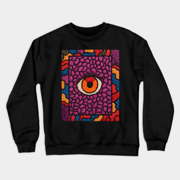 All-Seeing Eye in Bloom | Purple Retro Crewneck Sweatshirt by TuncGK