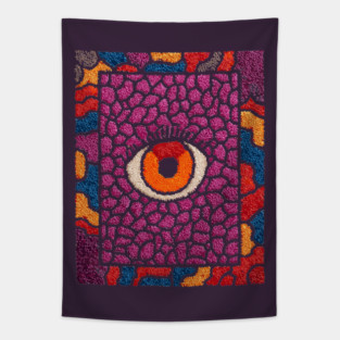 All-Seeing Eye in Bloom | Purple Retro Tapestry
