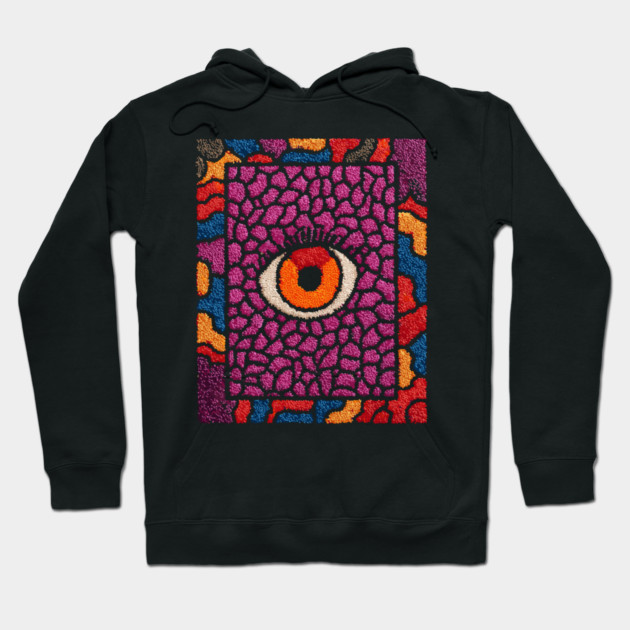 All-Seeing Eye in Bloom | Purple Retro Hoodie by TuncGK