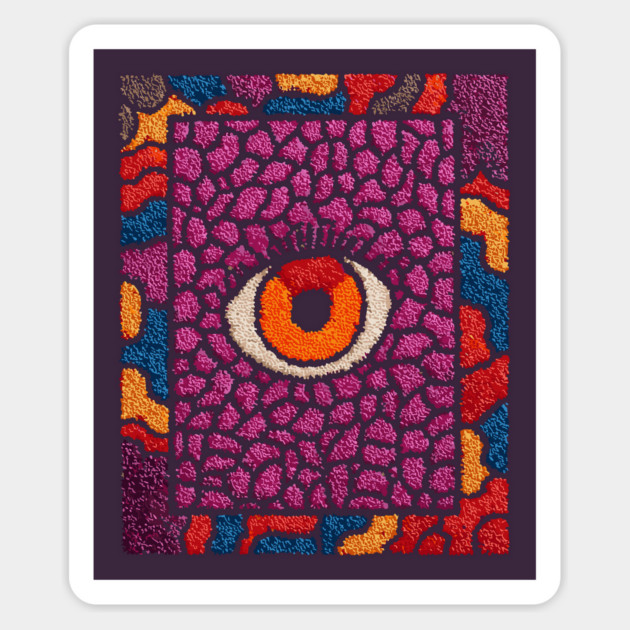 All-Seeing Eye in Bloom | Purple Retro Magnet by TuncGK