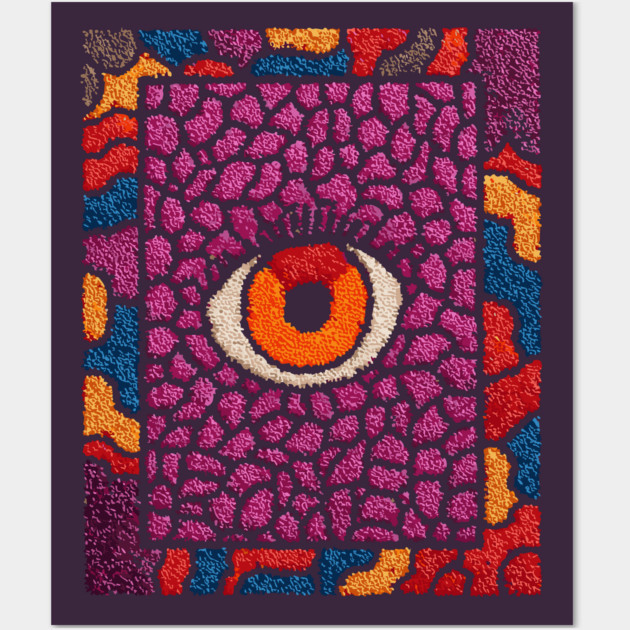All-Seeing Eye in Bloom | Purple Retro Wall Art by TuncGK