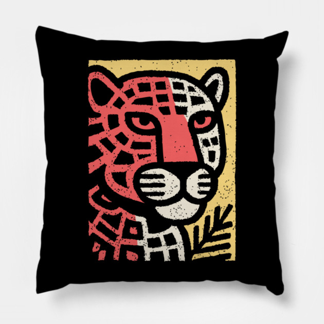 Fierce Red Jaguar | Pop Art Animal Print Pillow by TuncGK