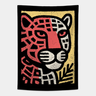 Fierce Red Jaguar | Pop Art Animal Print Tapestry