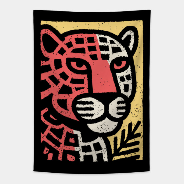 Fierce Red Jaguar | Pop Art Animal Print Tapestry by TuncGK