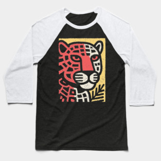 Fierce Red Jaguar | Pop Art Animal Print Baseball T-Shirt
