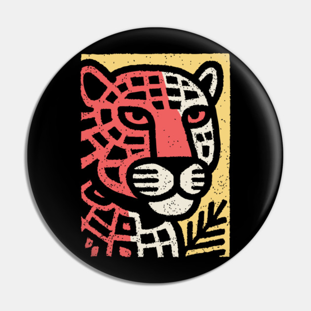 Fierce Red Jaguar | Pop Art Animal Print Pin by TuncGK