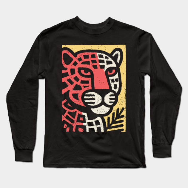 Fierce Red Jaguar | Pop Art Animal Print Long Sleeve T-Shirt by TuncGK