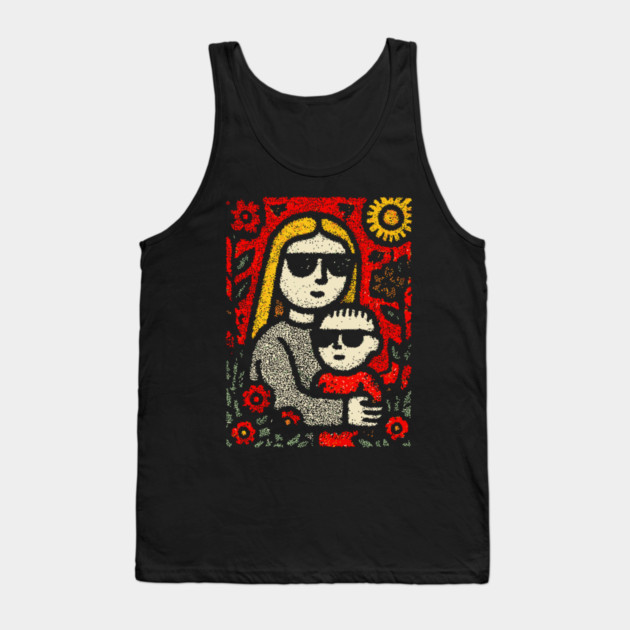 Cool Mom and Son with Sunglasses Tank Top by TuncGK
