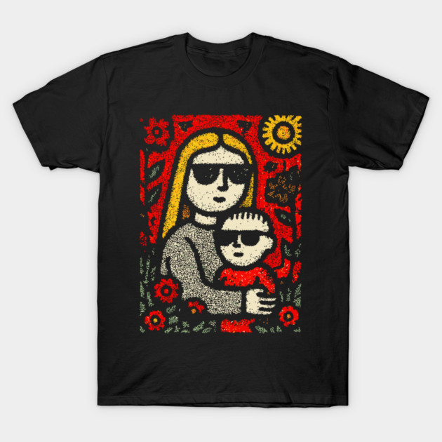 Cool Mom and Son with Sunglasses T-Shirt by TuncGK