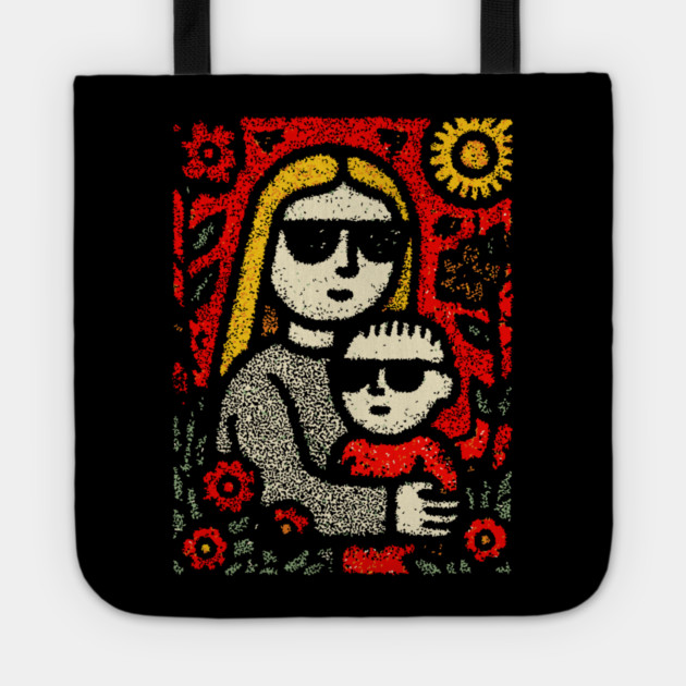 Cool Mom and Son with Sunglasses Tote by TuncGK