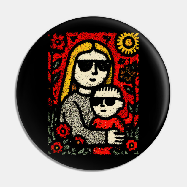 Cool Mom and Son with Sunglasses Pin by TuncGK