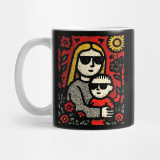 Cool Mom and Son with Sunglasses Mug
