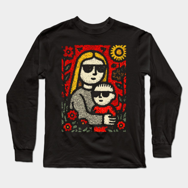 Cool Mom and Son with Sunglasses Long Sleeve T-Shirt by TuncGK