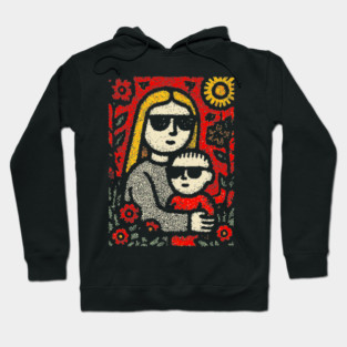 Cool Mom and Son with Sunglasses Hoodie