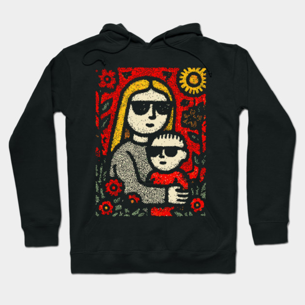 Cool Mom and Son with Sunglasses Hoodie by TuncGK