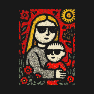 Cool Mom and Son with Sunglasses T-Shirt