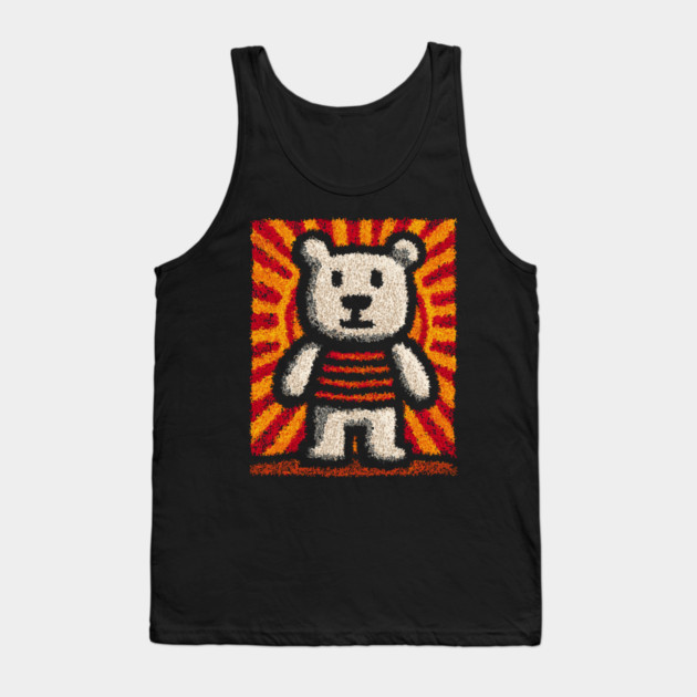 Baby Bear with Stripes | Folk Art Nursery Tank Top by TuncGK