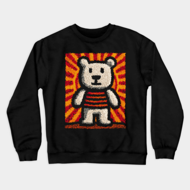 Baby Bear with Stripes | Folk Art Nursery Crewneck Sweatshirt by TuncGK