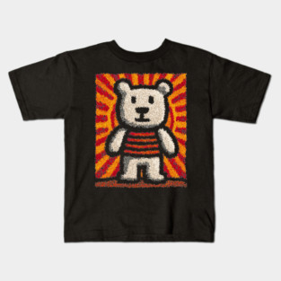 Baby Bear with Stripes | Folk Art Nursery Kids T-Shirt