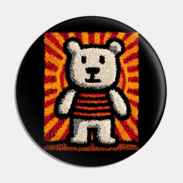 Baby Bear with Stripes | Folk Art Nursery Pin by TuncGK