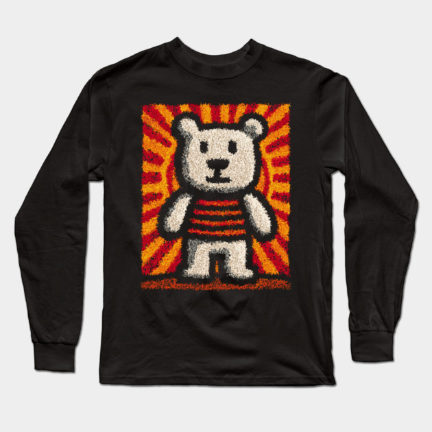 Baby Bear with Stripes | Folk Art Nursery Long Sleeve T-Shirt by TuncGK