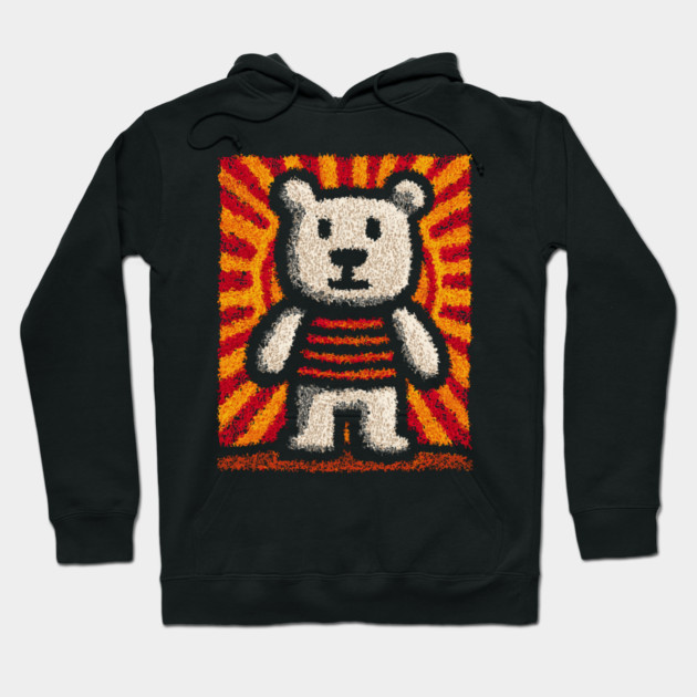 Baby Bear with Stripes | Folk Art Nursery Hoodie by TuncGK
