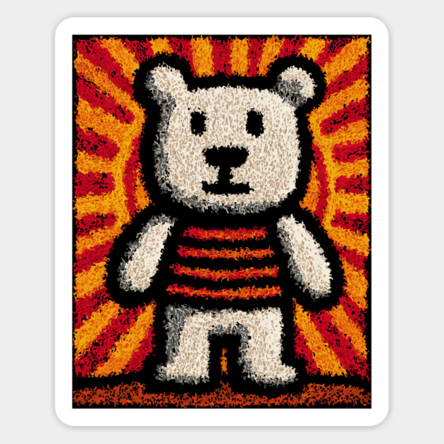 Baby Bear with Stripes | Folk Art Nursery Magnet by TuncGK