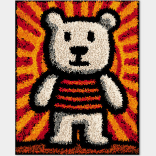 Baby Bear with Stripes | Folk Art Nursery Posters and Art