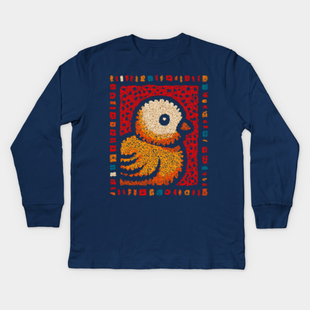 Chirpy Baby Chick | Geometric Pop Art Kids Long Sleeve T-Shirt by TuncGK