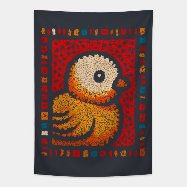 Chirpy Baby Chick | Geometric Pop Art Tapestry by TuncGK