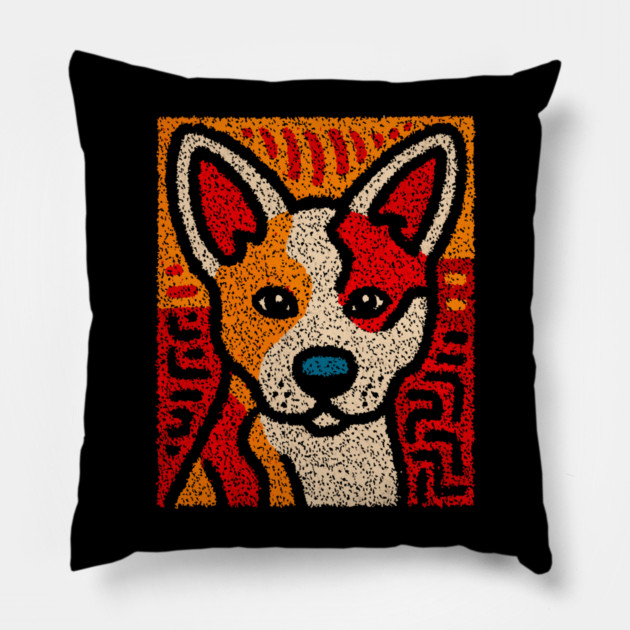 Playful Baby Dingo | Aboriginal Style Wildlife Pillow by TuncGK
