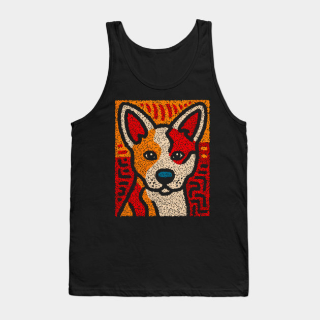 Playful Baby Dingo | Aboriginal Style Wildlife Tank Top by TuncGK