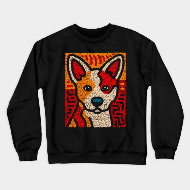 Playful Baby Dingo | Aboriginal Style Wildlife Crewneck Sweatshirt by TuncGK