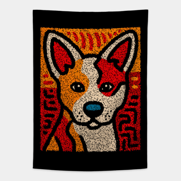 Playful Baby Dingo | Aboriginal Style Wildlife Tapestry by TuncGK