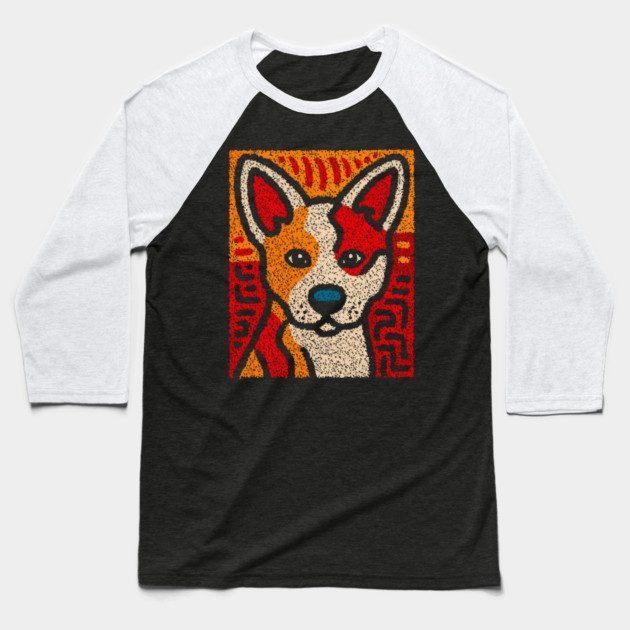 Playful Baby Dingo | Aboriginal Style Wildlife Baseball T-Shirt by TuncGK