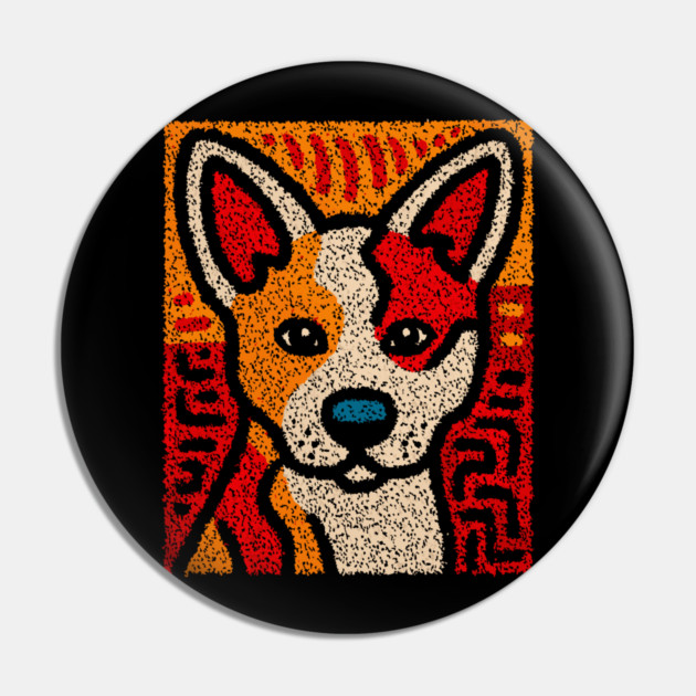 Playful Baby Dingo | Aboriginal Style Wildlife Pin by TuncGK