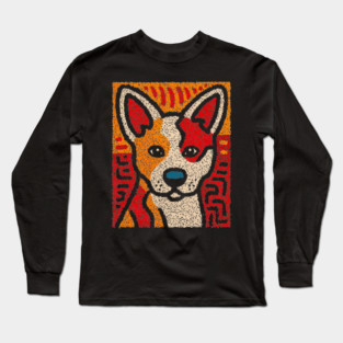Playful Baby Dingo | Aboriginal Style Wildlife Long Sleeve T-Shirt
