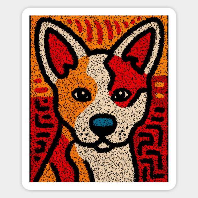 Playful Baby Dingo | Aboriginal Style Wildlife Magnet by TuncGK