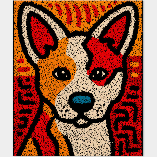 Playful Baby Dingo | Aboriginal Style Wildlife Wall Art by TuncGK