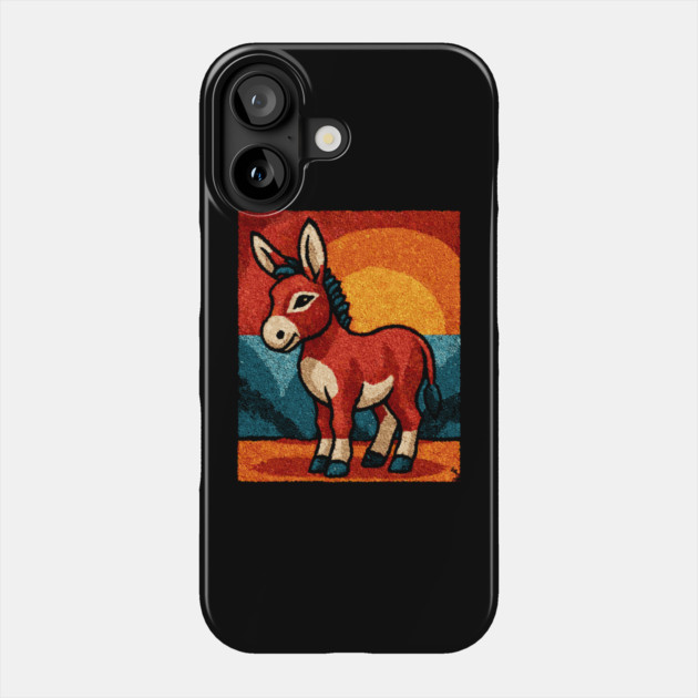 Sunset Donkey Stroll | Folk Art Tribal Phone Case by TuncGK