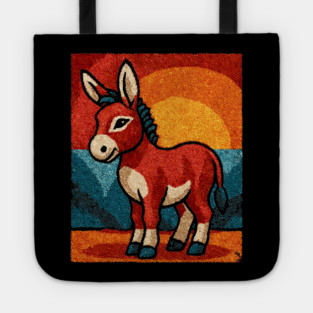 Sunset Donkey Stroll | Folk Art Tribal Tote