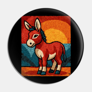 Sunset Donkey Stroll | Folk Art Tribal Pin