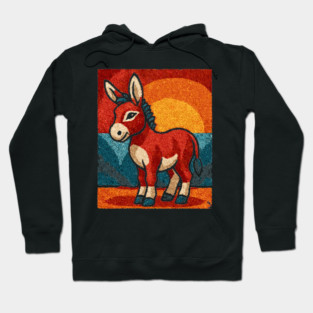 Sunset Donkey Stroll | Folk Art Tribal Hoodie
