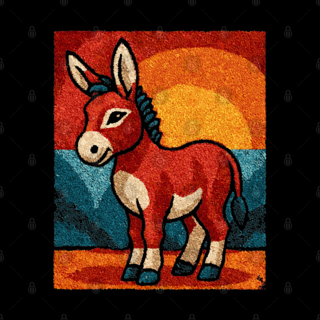 Sunset Donkey Stroll | Folk Art Tribal by TuncGK