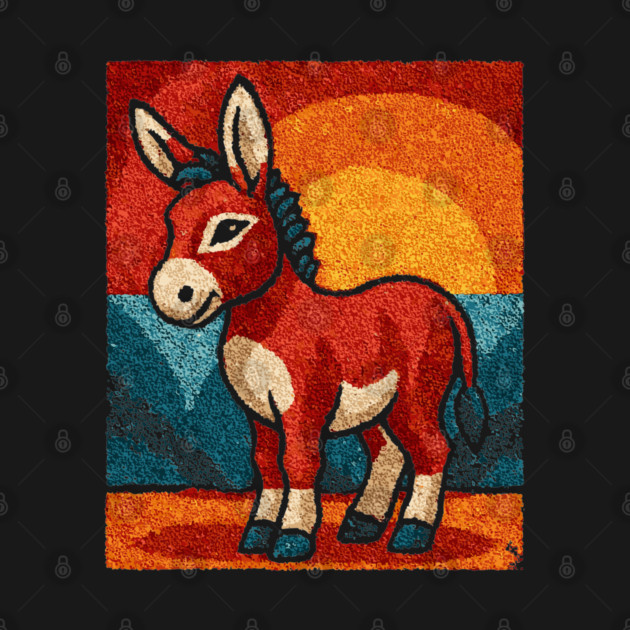 Sunset Donkey Stroll | Folk Art Tribal by TuncGK