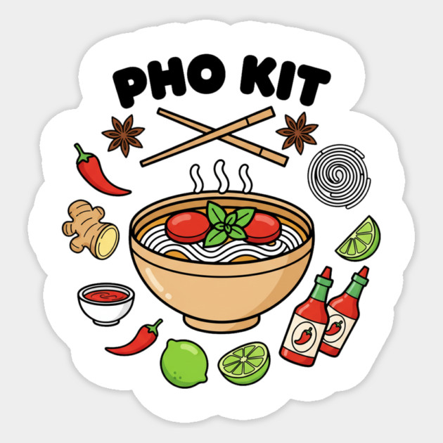 Spicy Pho Kit Pun — Vietnamese Soup, Chili, Lime & Herbs Sticker by ArtistTee ⭐⭐⭐⭐⭐