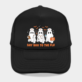 Funny Nurse Ghost Halloween Say Boo to The Flu Vaccine Hat