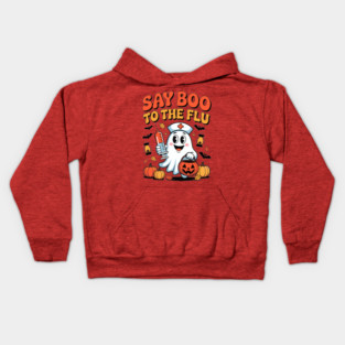 Funny Nurse Ghost Halloween Say Boo to The Flu Vaccine Kids Hoodie