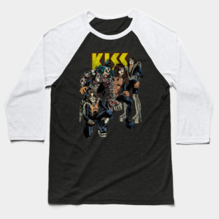 KISS (Vintage Comic Distressed) Baseball T-Shirt