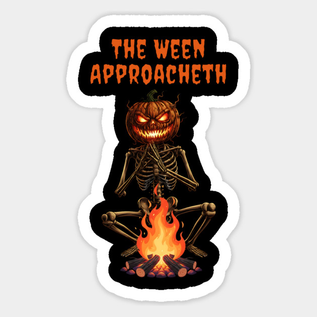 The Ween Approacheth, Creepy Skeleton Jackolantern Bonfire Magnet by Luxinda